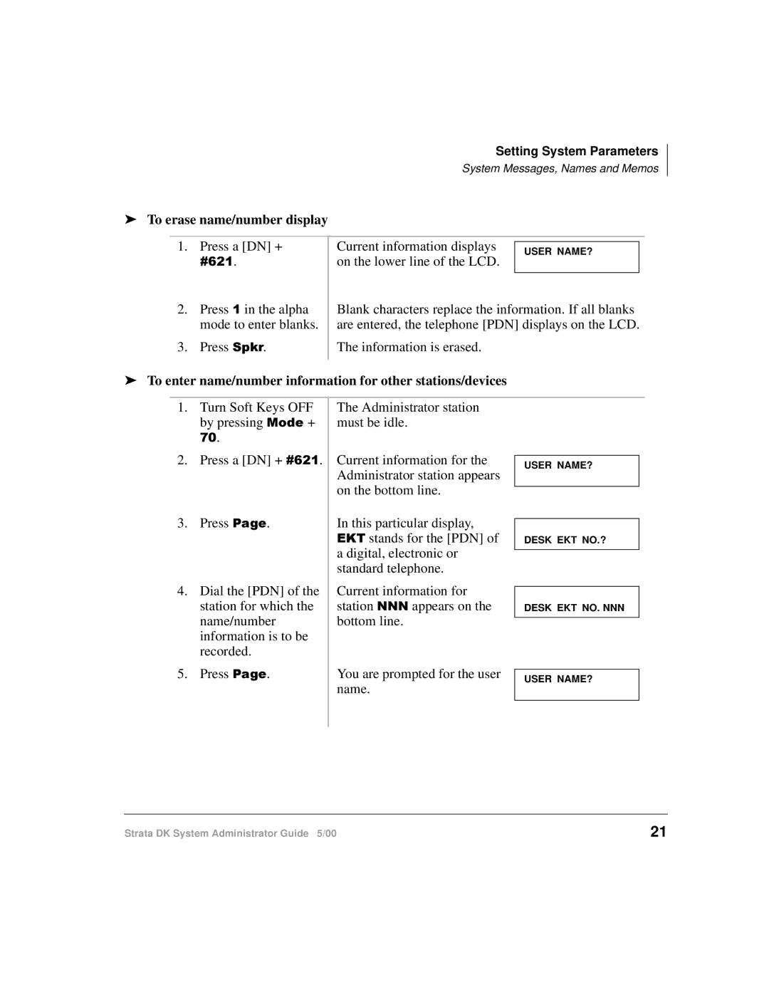 Toshiba DKA-AG-SYSTEMVD manual To erase name/number display, To enter name/number information for other stations/devices 