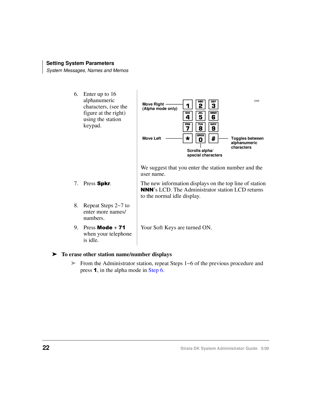 Toshiba DKA-AG-SYSTEMVD manual To erase other station name/number displays 