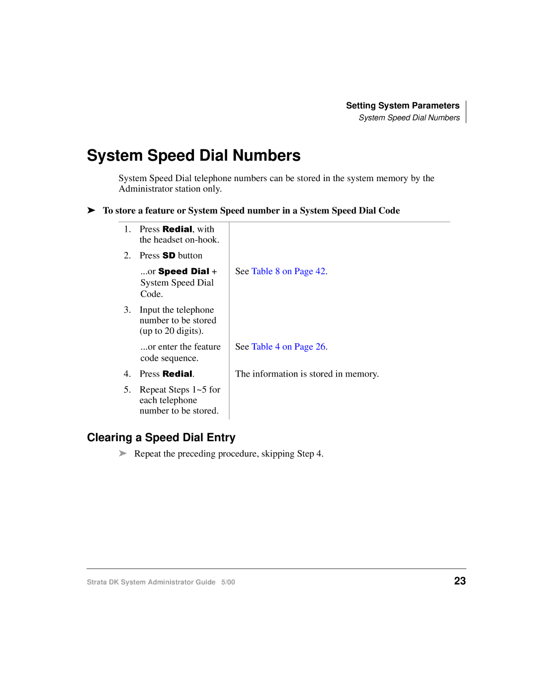 Toshiba DKA-AG-SYSTEMVD manual System Speed Dial Numbers, Clearing a Speed Dial Entry 