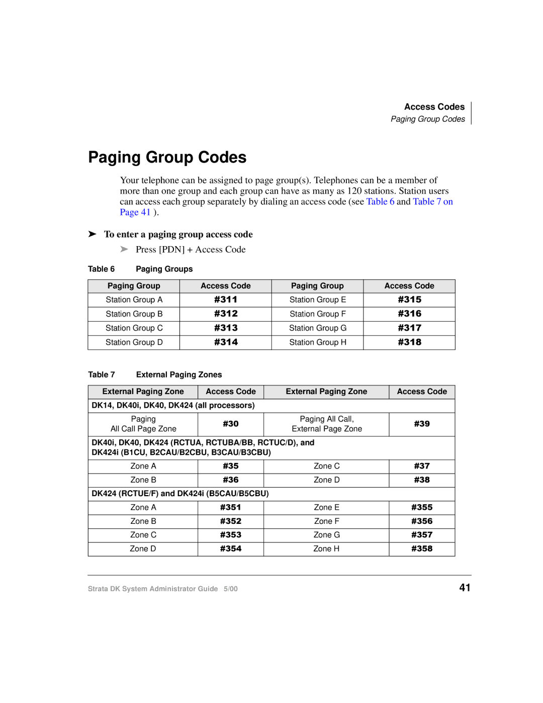 Toshiba DKA-AG-SYSTEMVD manual Paging Group Codes, To enter a paging group access code 