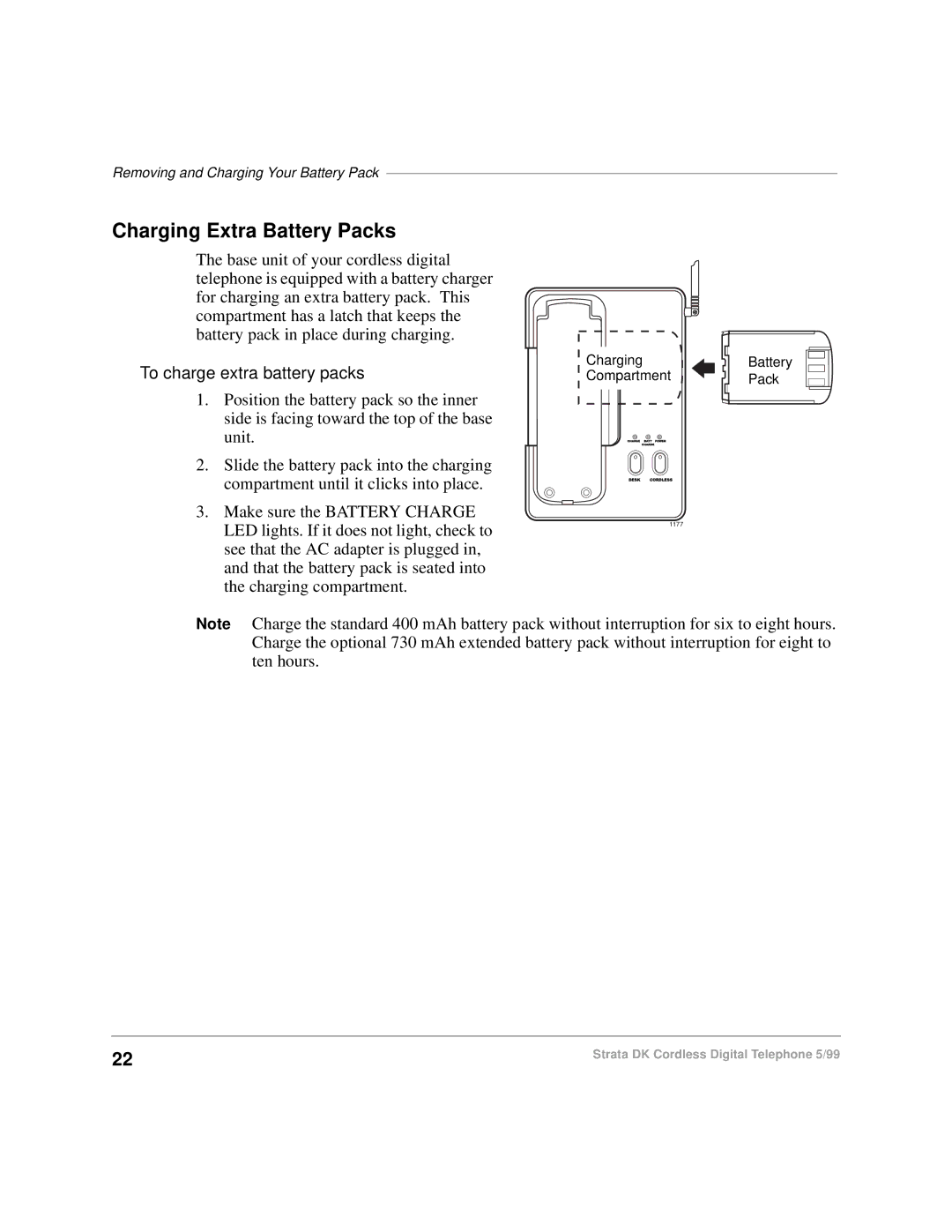 Toshiba DKA-UG-CRDLS-VC 4016149 manual Charging Extra Battery Packs, To charge extra battery packs 