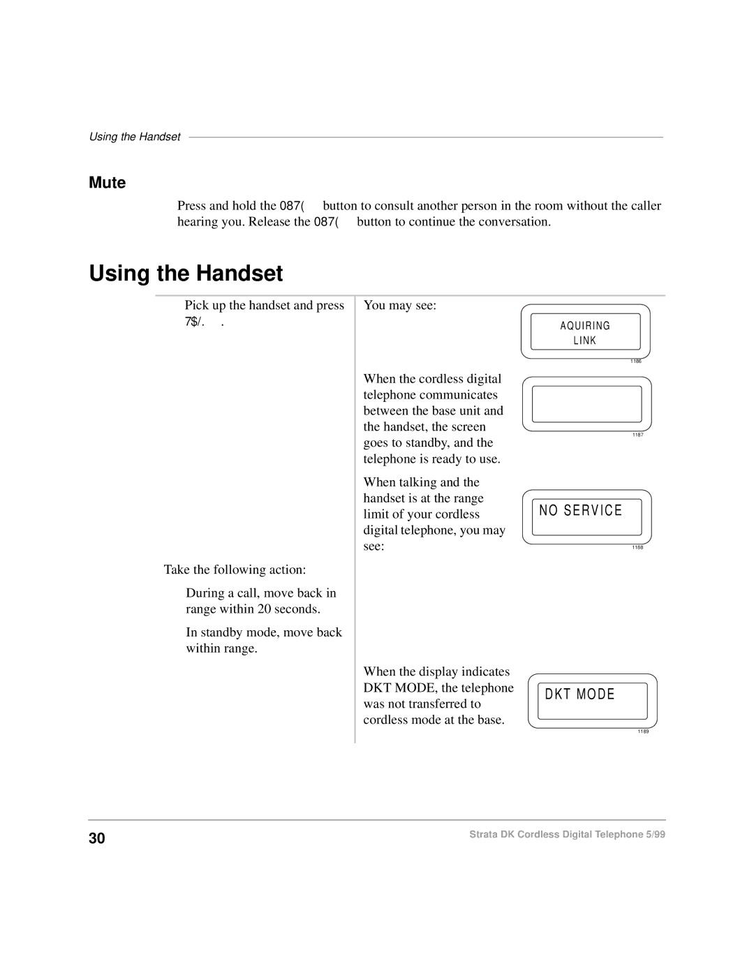 Toshiba DKA-UG-CRDLS-VC 4016149 manual Using the Handset, Mute 