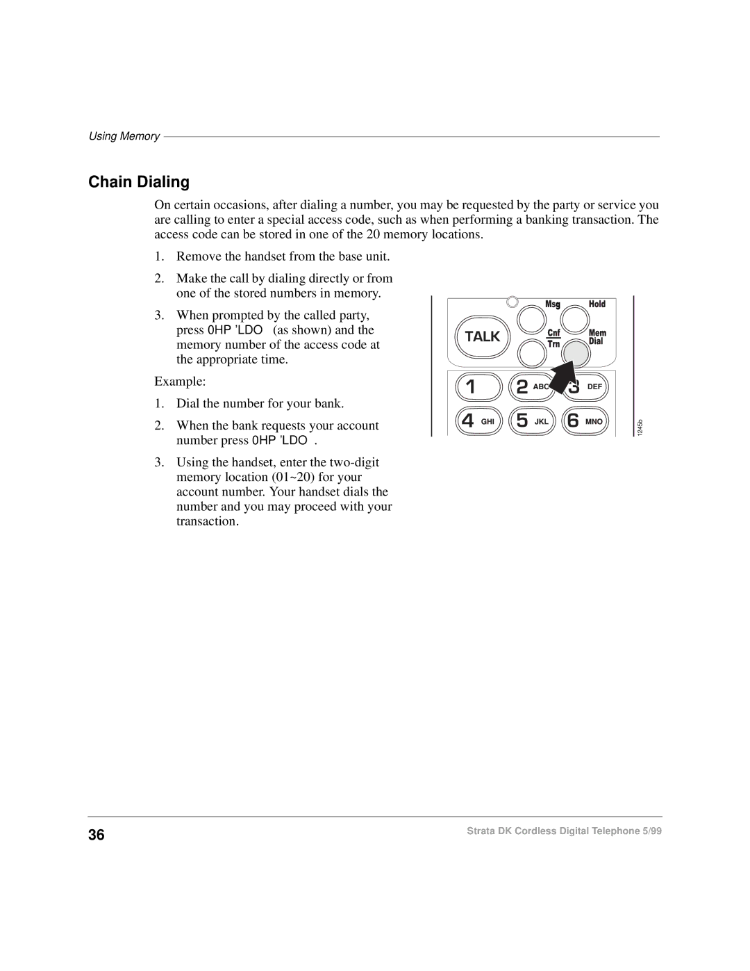 Toshiba DKA-UG-CRDLS-VC 4016149 manual Chain Dialing 