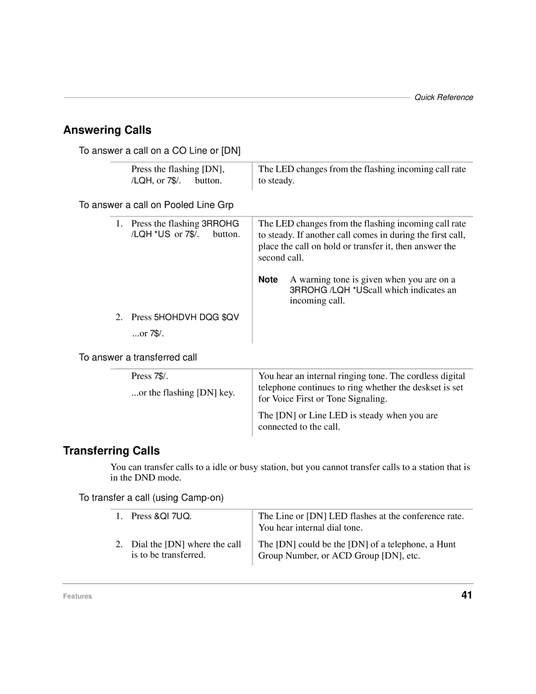 Toshiba DKA-UG-CRDLS-VC 4016149 manual Answering Calls, Transferring Calls 