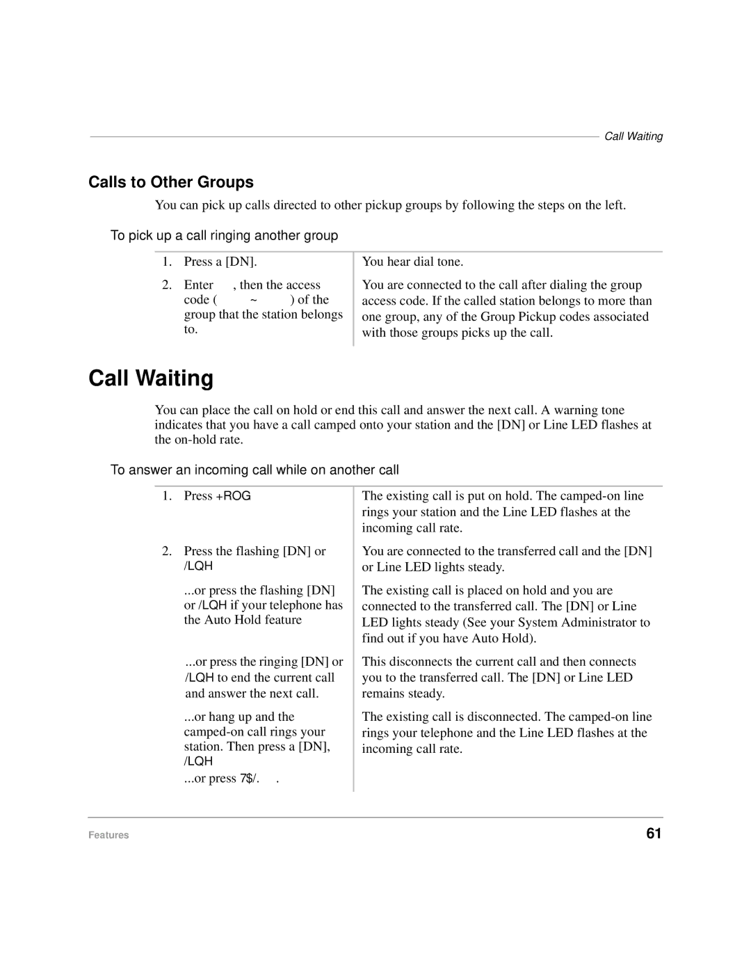 Toshiba DKA-UG-CRDLS-VC 4016149 manual Call Waiting, Calls to Other Groups, To pick up a call ringing another group 