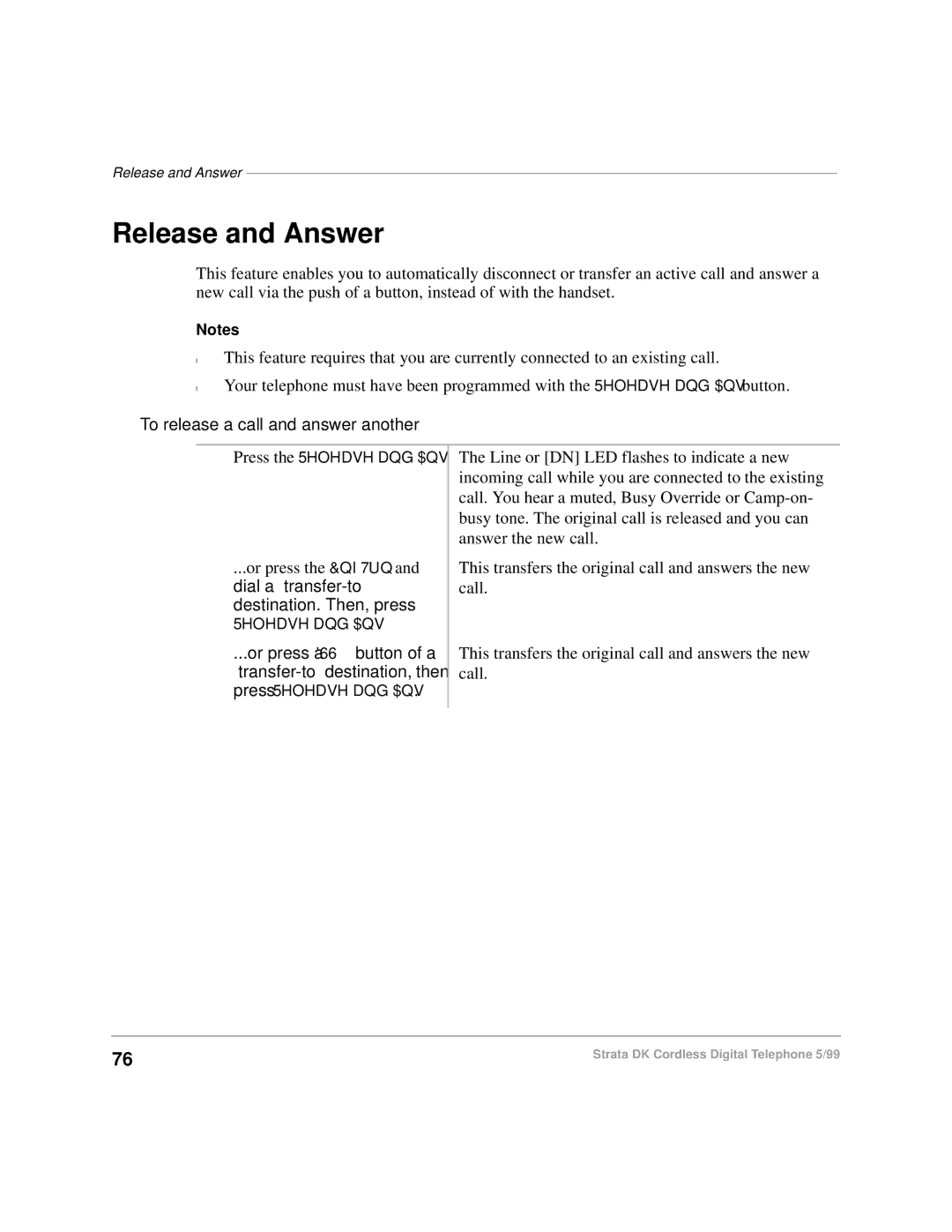 Toshiba DKA-UG-CRDLS-VC 4016149 manual Release and Answer, To release a call and answer another 