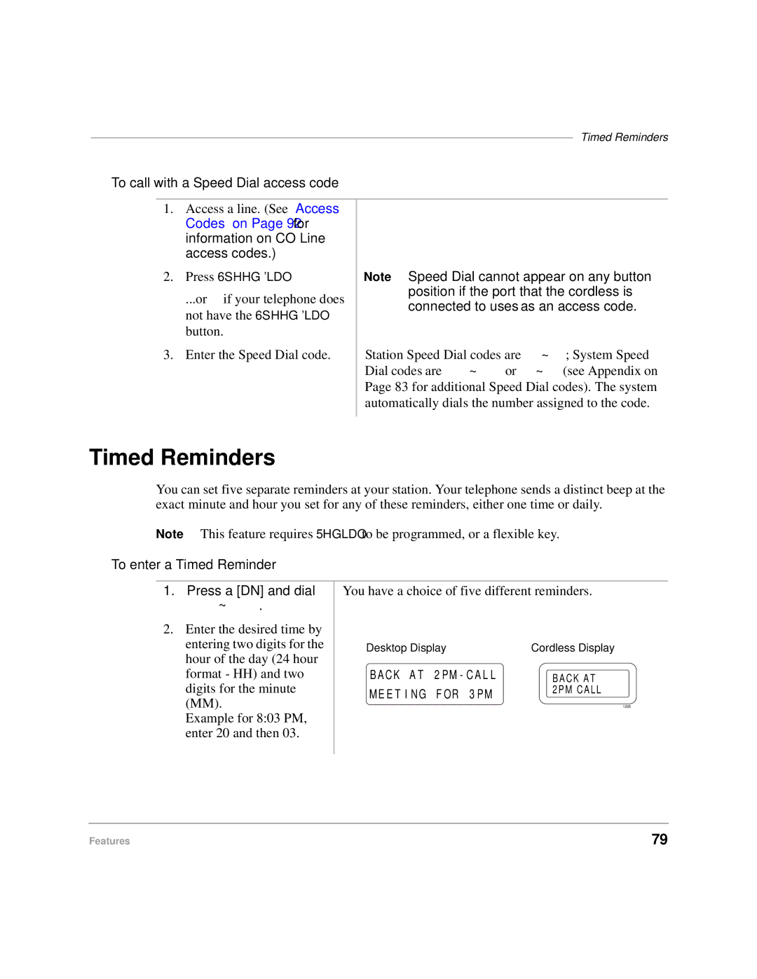 Toshiba DKA-UG-CRDLS-VC 4016149 manual Timed Reminders, To call with a Speed Dial access code, To enter a Timed Reminder 