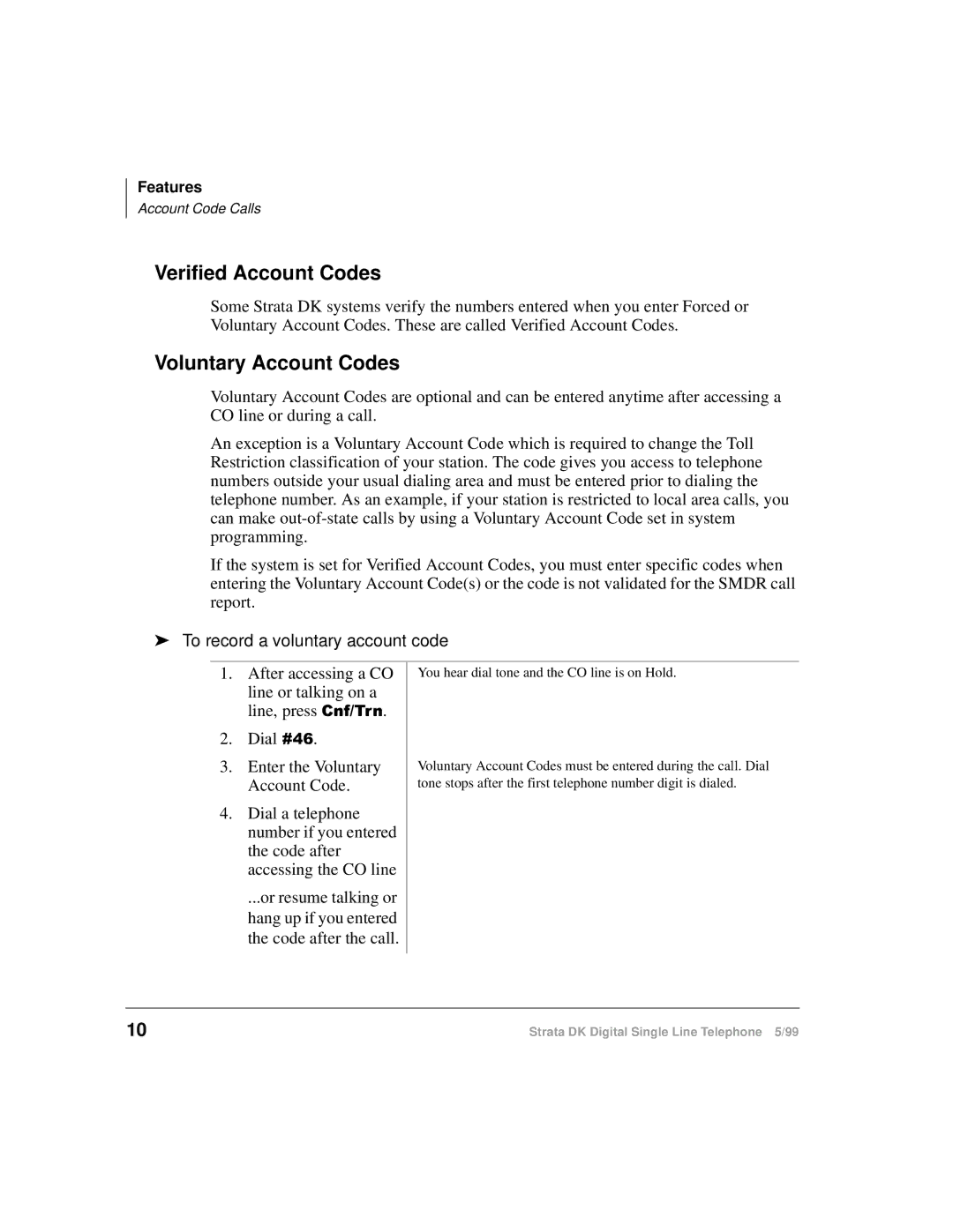 Toshiba DKA-UG-DKSLT-VB manual Verified Account Codes, Voluntary Account Codes, To record a voluntary account code 