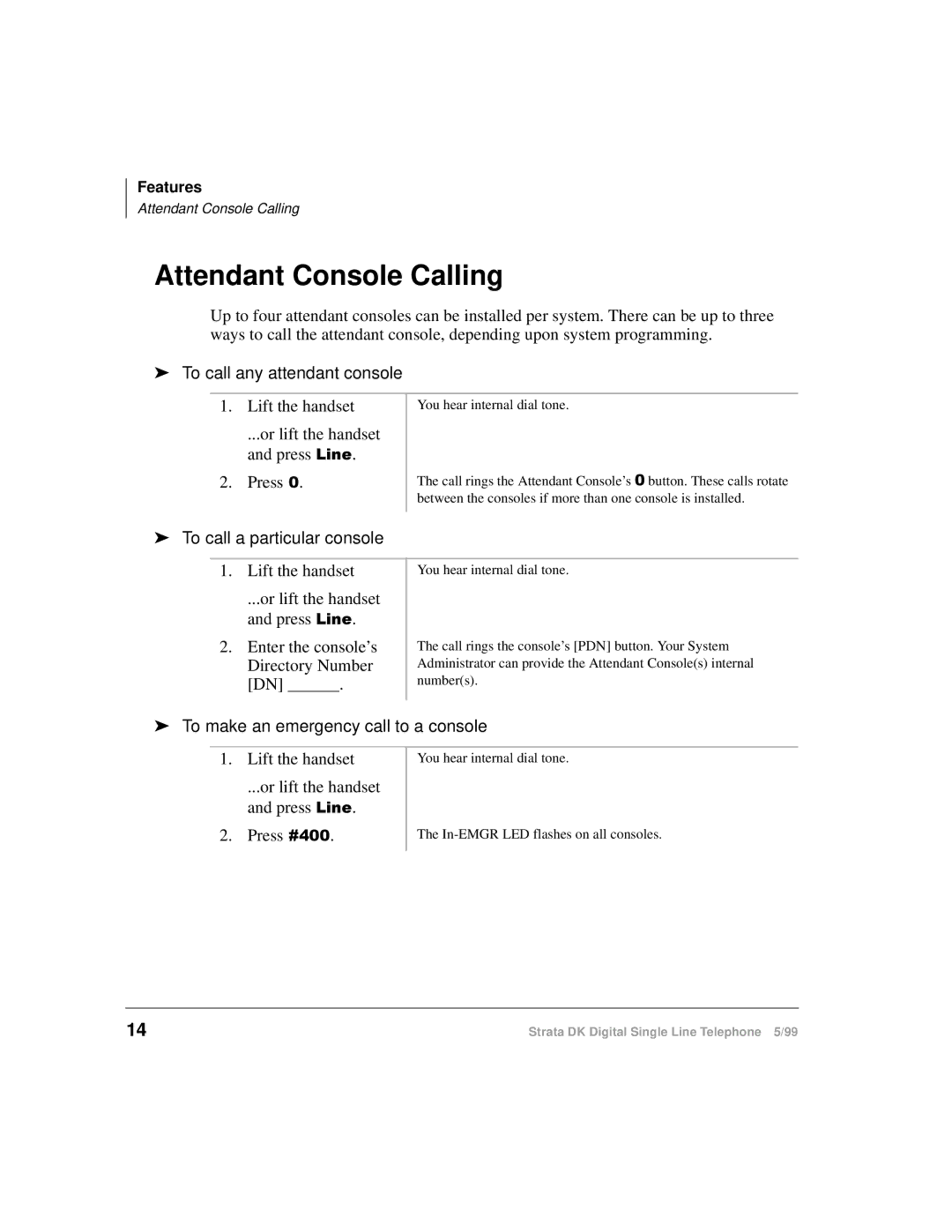 Toshiba DKA-UG-DKSLT-VB manual Attendant Console Calling, To call any attendant console, To call a particular console 