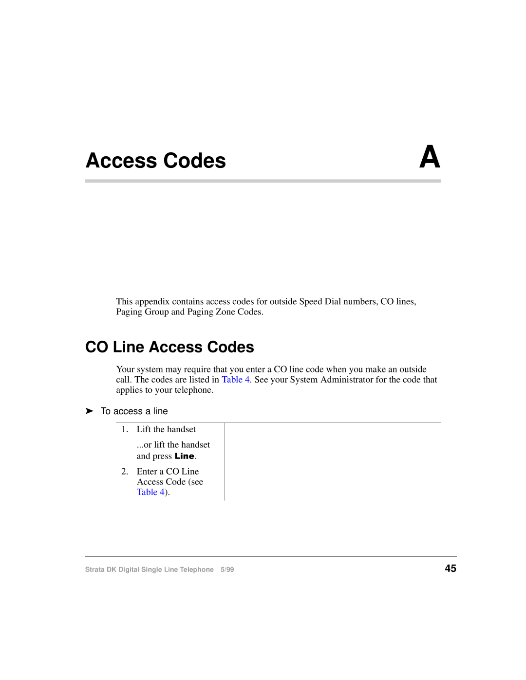 Toshiba DKA-UG-DKSLT-VB manual CO Line Access Codes, To access a line 