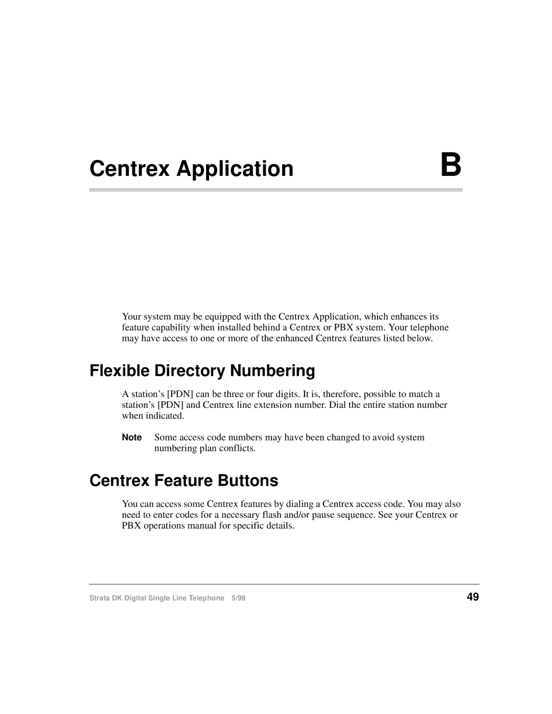 Toshiba DKA-UG-DKSLT-VB manual Centrex Application, Flexible Directory Numbering, Centrex Feature Buttons 