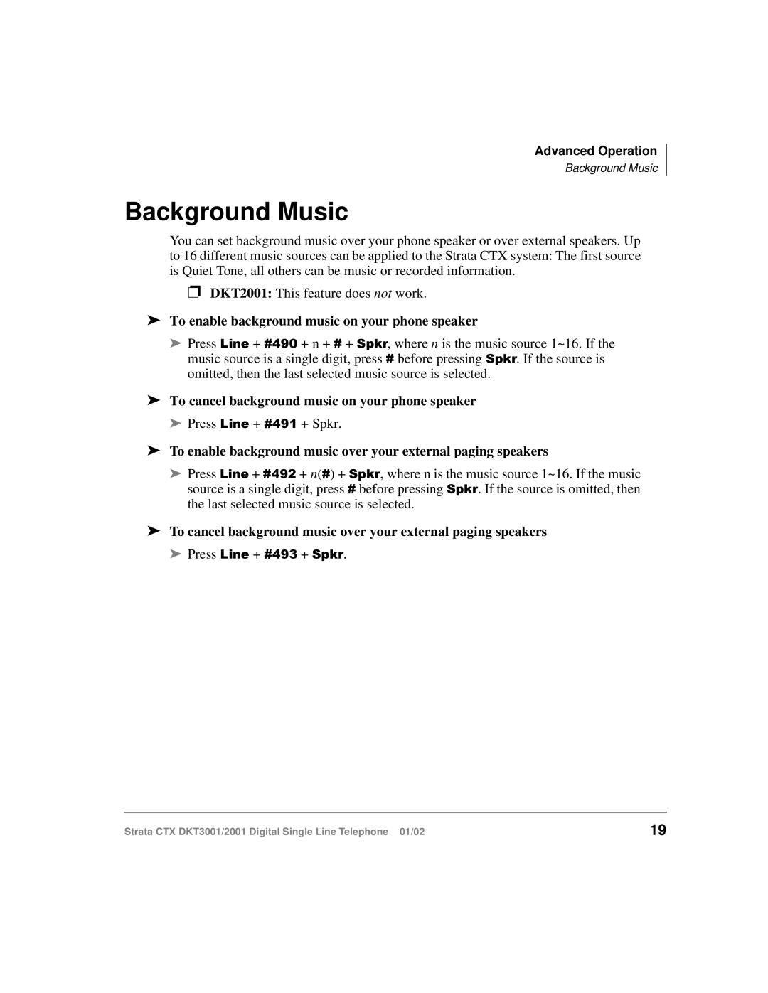 Toshiba DKT2001 manual Background Music, To enable background music on your phone speaker 