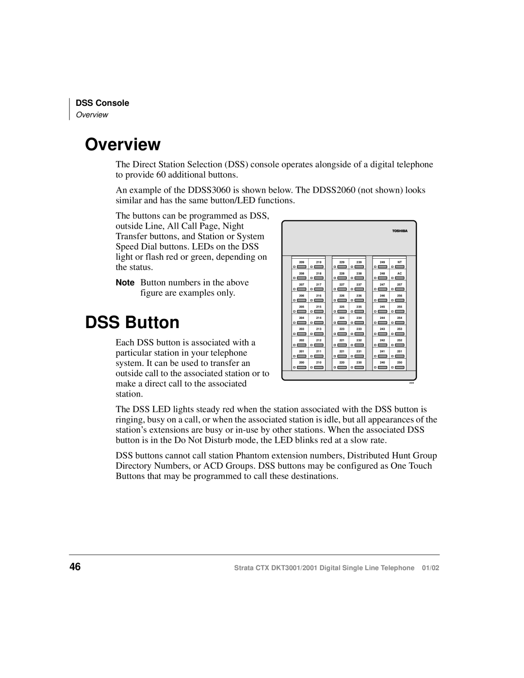 Toshiba DKT2001 manual Overview, DSS Button 