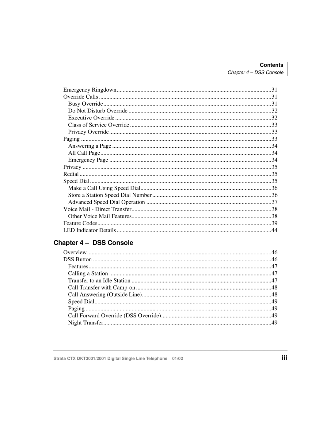 Toshiba DKT2001 manual Iii 