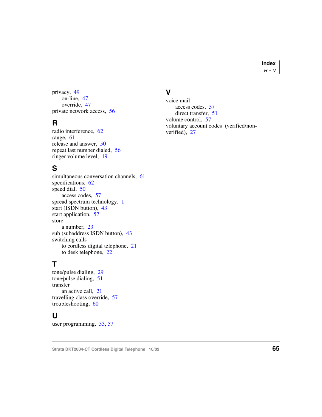 Toshiba DKT2004-CT manual Index 