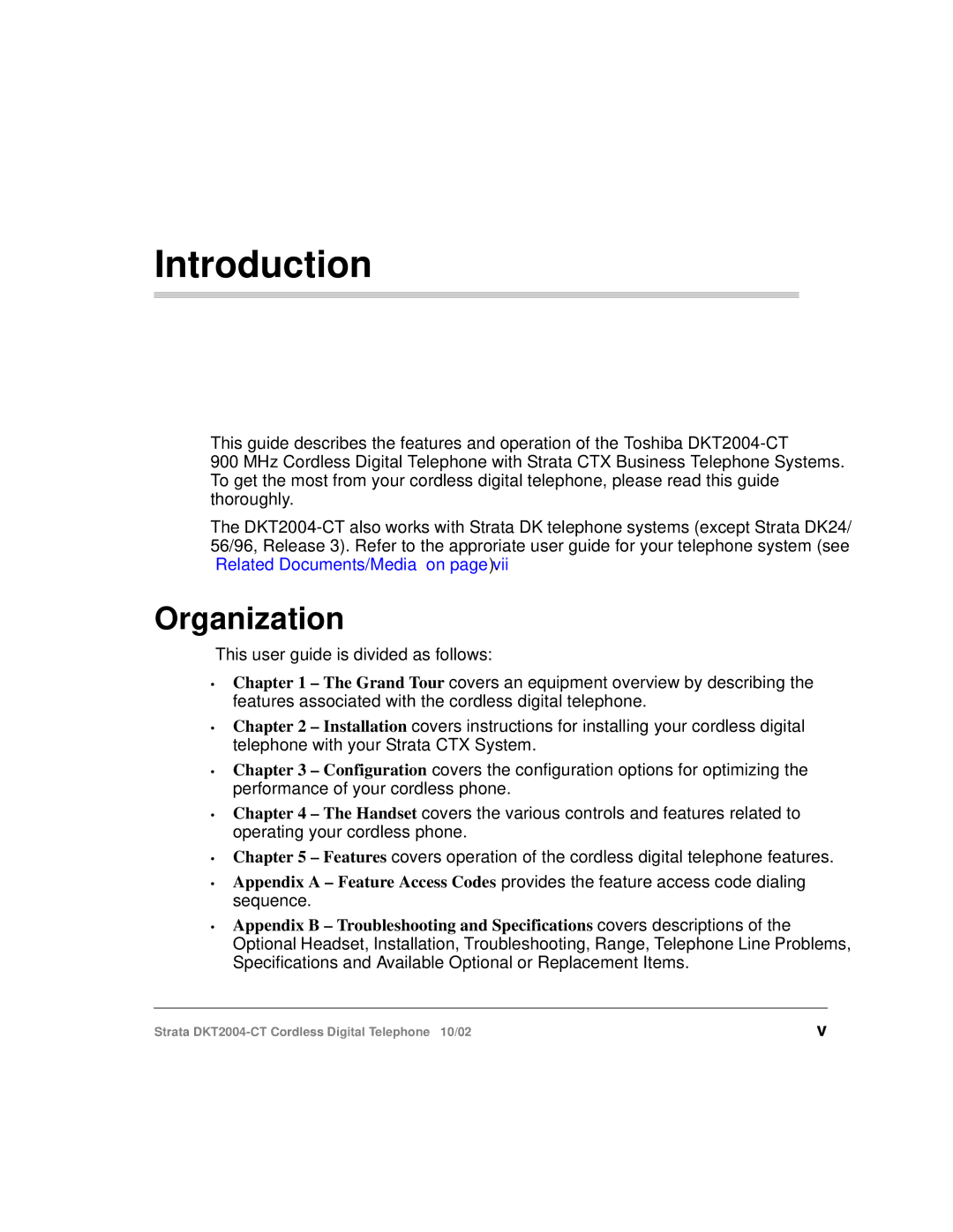 Toshiba DKT2004-CT manual Introduction, Organization 