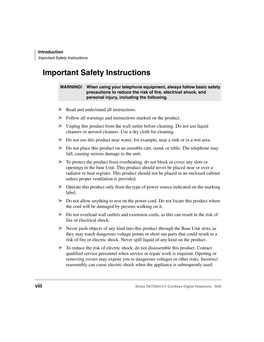 Toshiba DKT2004-CT manual Important Safety Instructions, Viii 