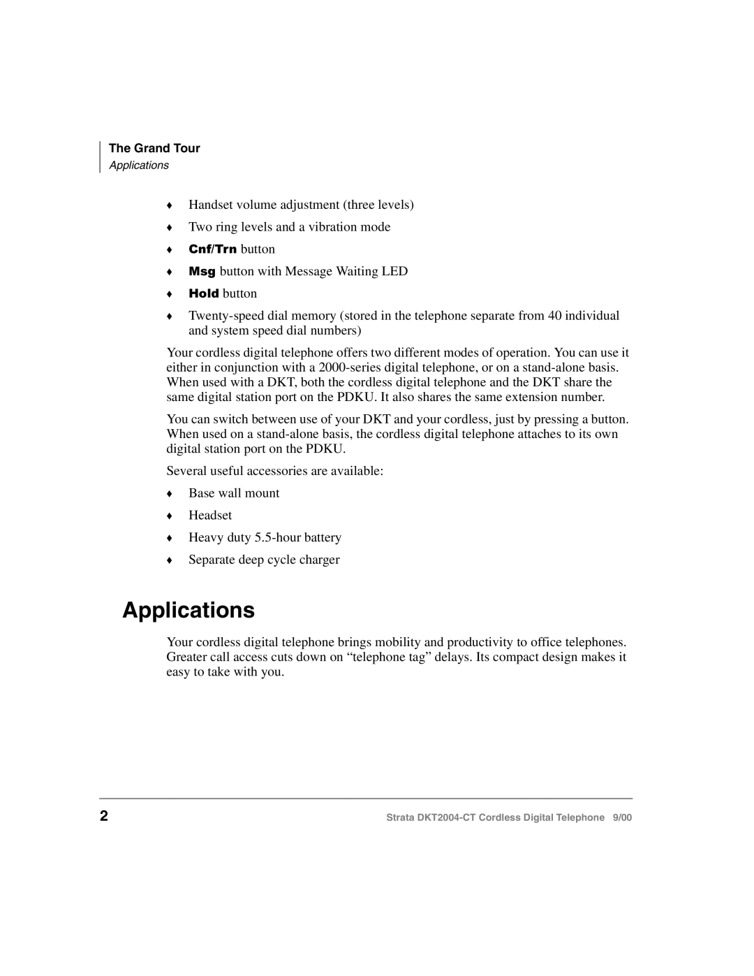 Toshiba DKT2004-CT manual Applications 