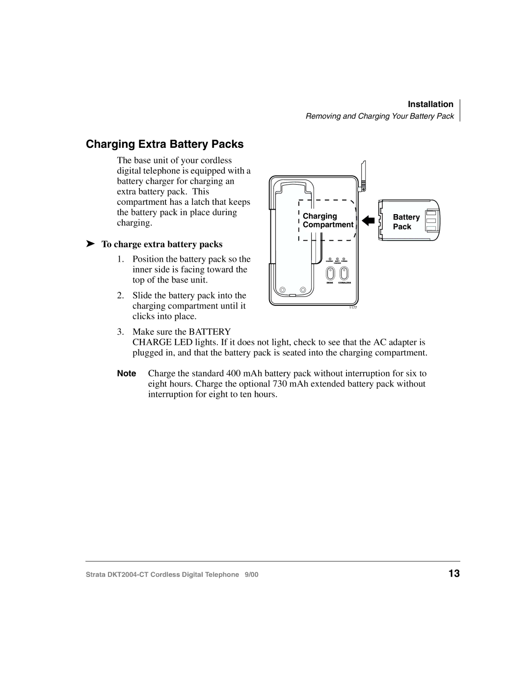 Toshiba DKT2004-CT manual Charging Extra Battery Packs, To charge extra battery packs 