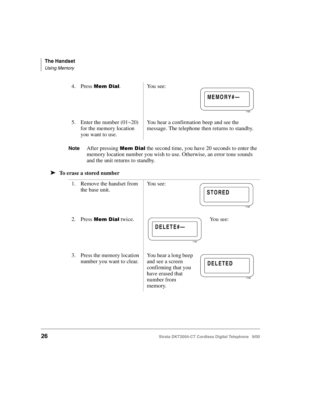 Toshiba DKT2004-CT manual M O R Y #, To erase a stored number 