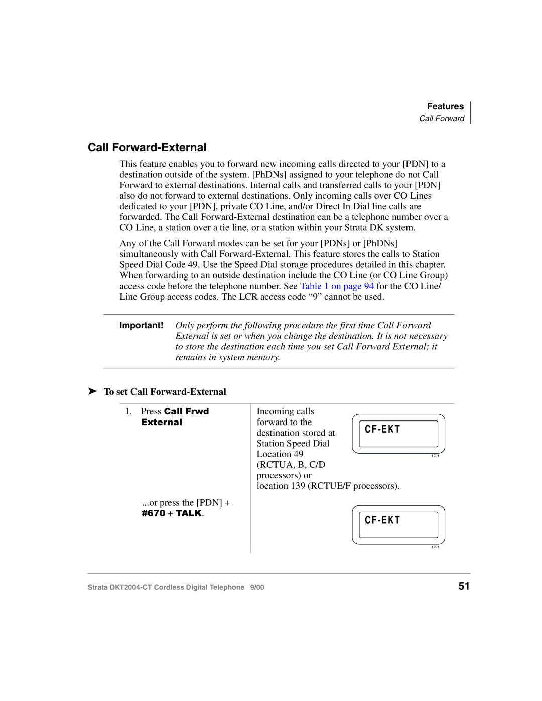 Toshiba DKT2004-CT manual To set Call Forward-External 