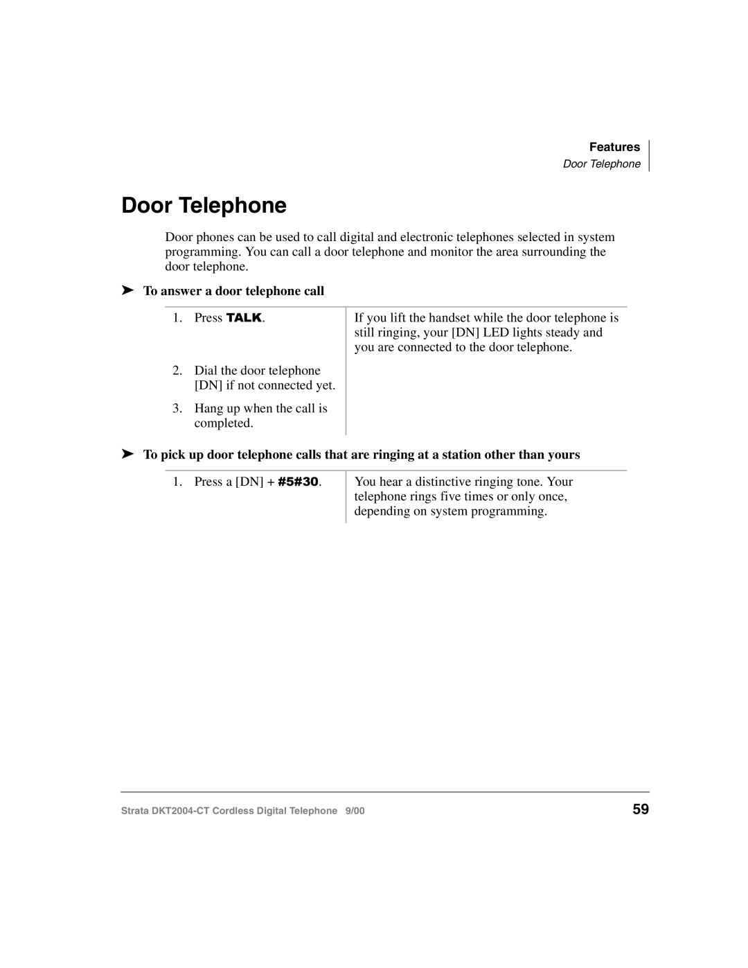 Toshiba DKT2004-CT manual Door Telephone, To answer a door telephone call 