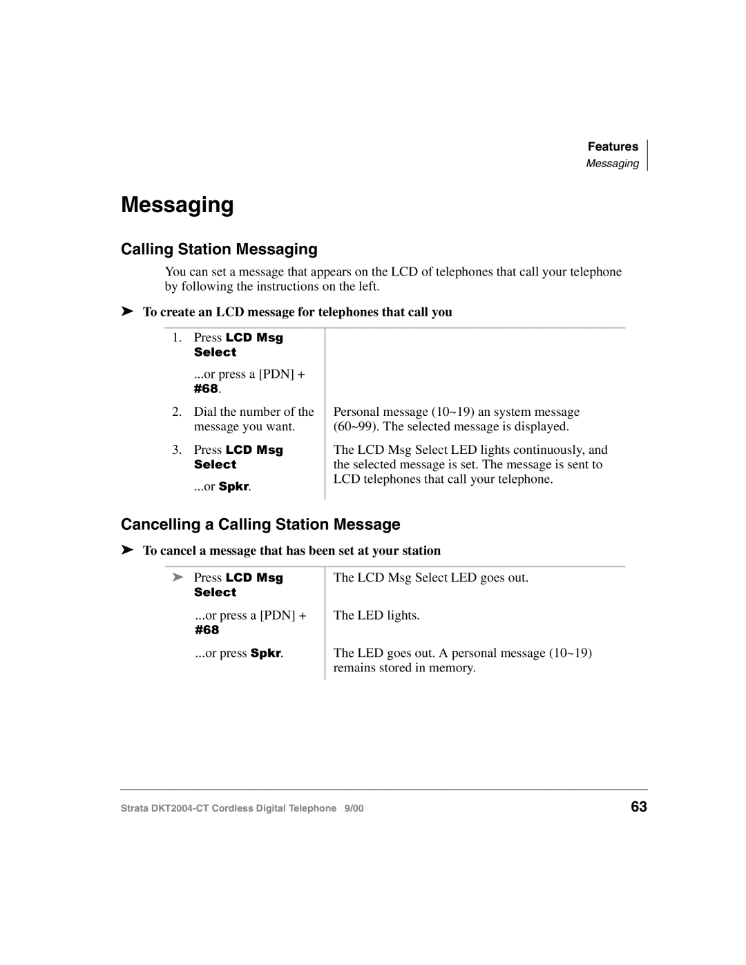 Toshiba DKT2004-CT manual Calling Station Messaging, Cancelling a Calling Station Message 