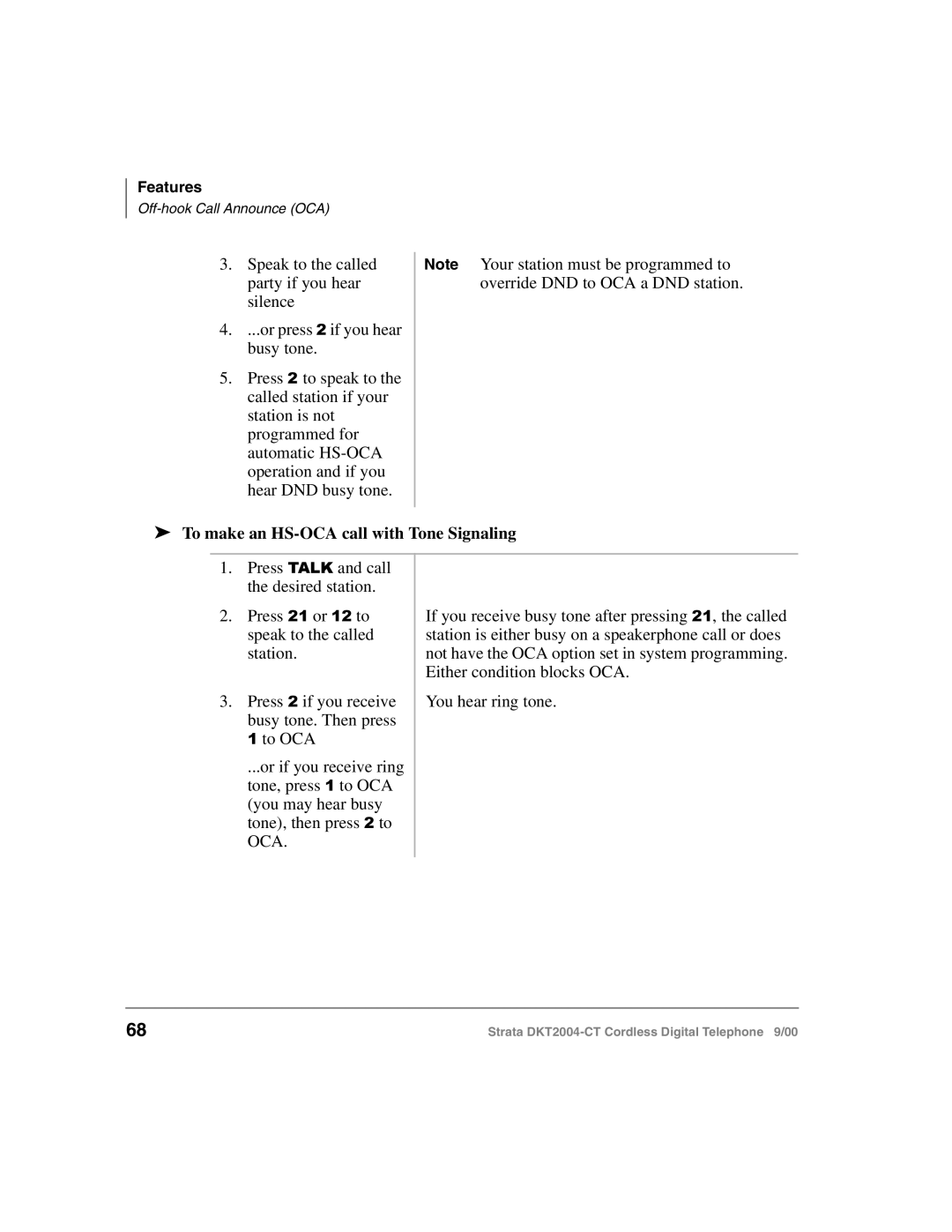 Toshiba DKT2004-CT manual To make an HS-OCA call with Tone Signaling 