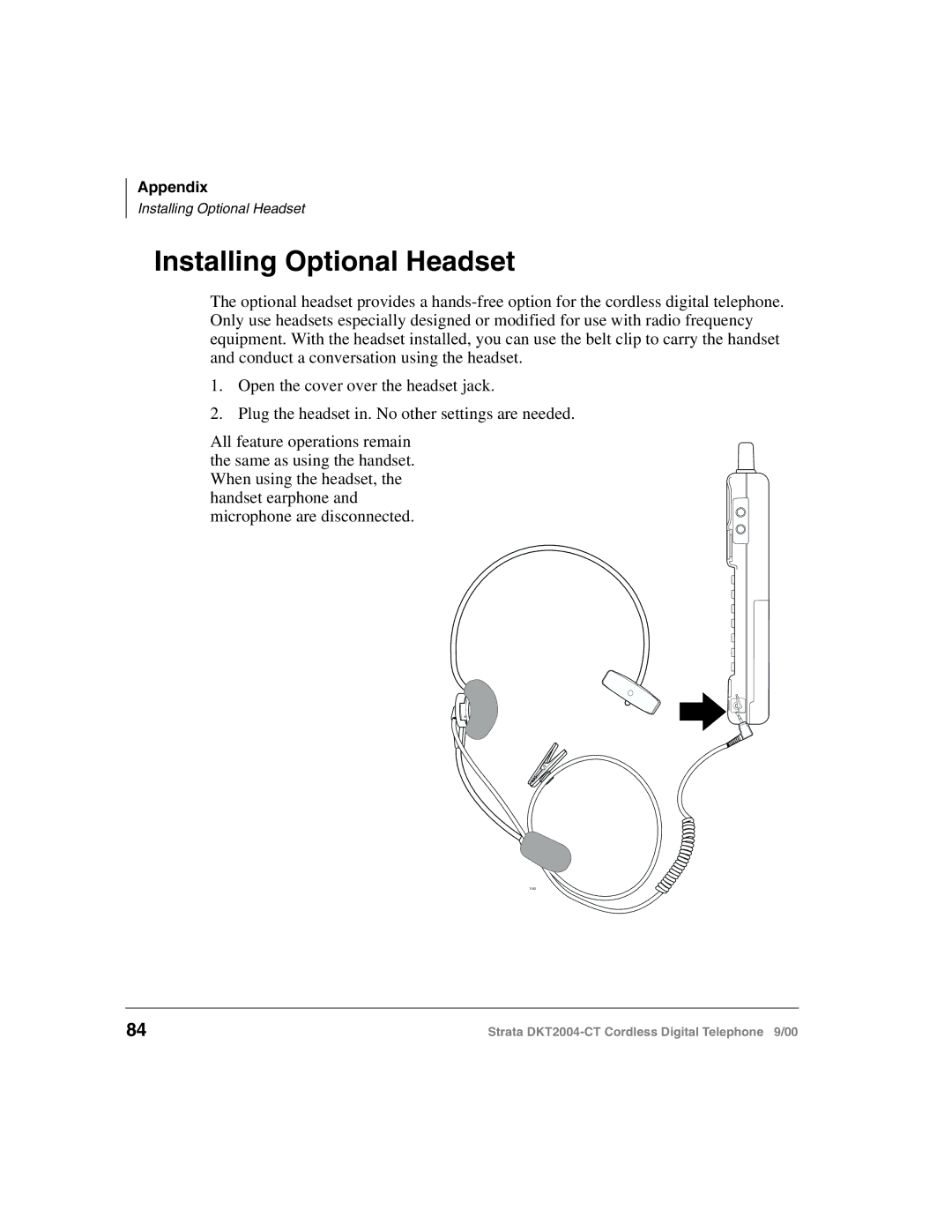 Toshiba DKT2004-CT manual Installing Optional Headset 