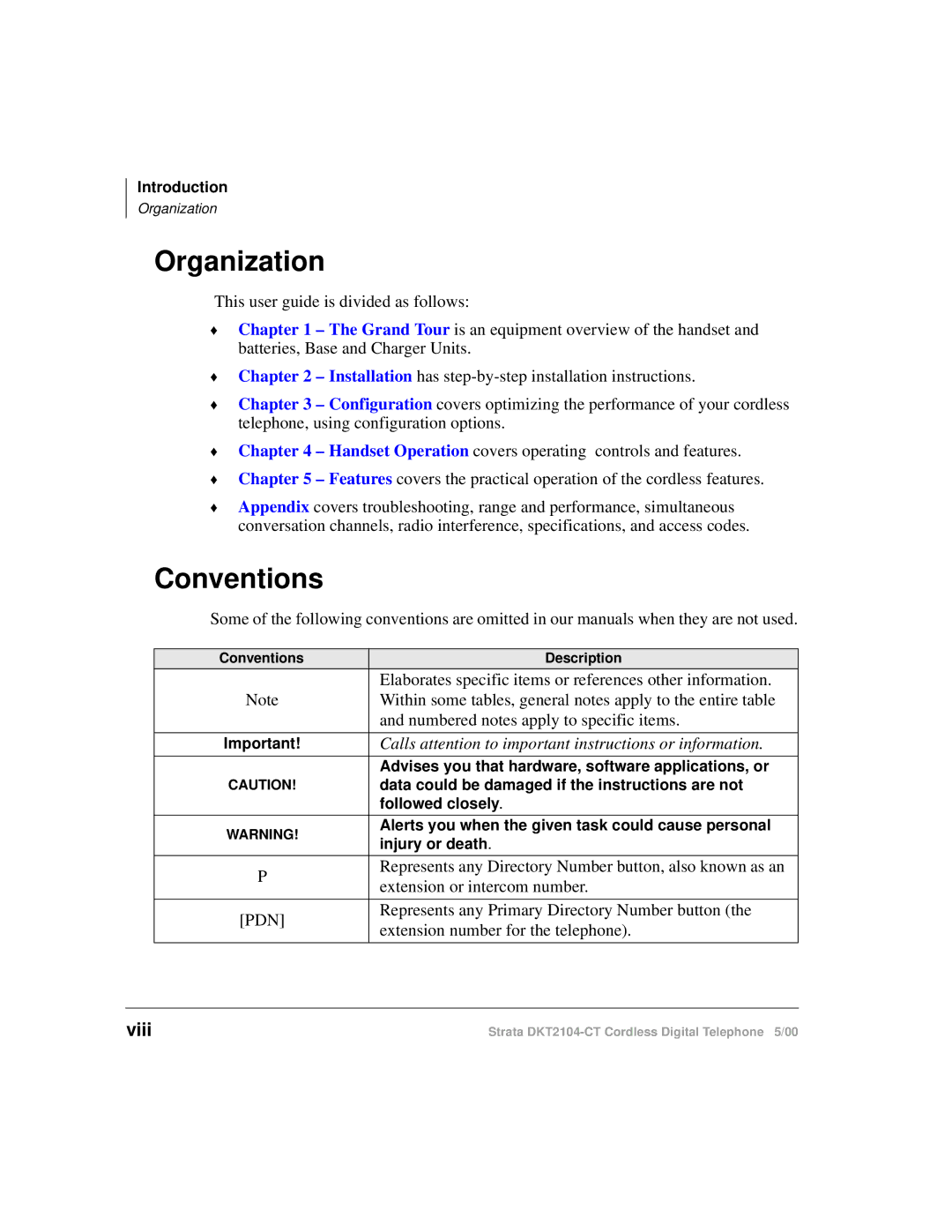 Toshiba DKT2104-CT manual Organization, Conventions, Viii 