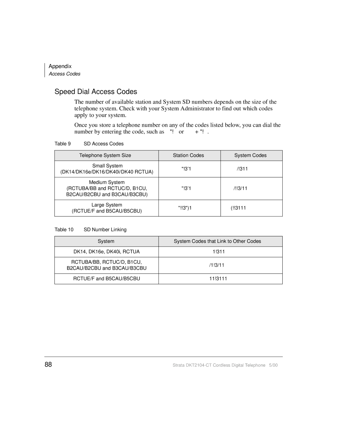 Toshiba DKT2104-CT manual Speed Dial Access Codes, System Codes that Link to Other Codes 