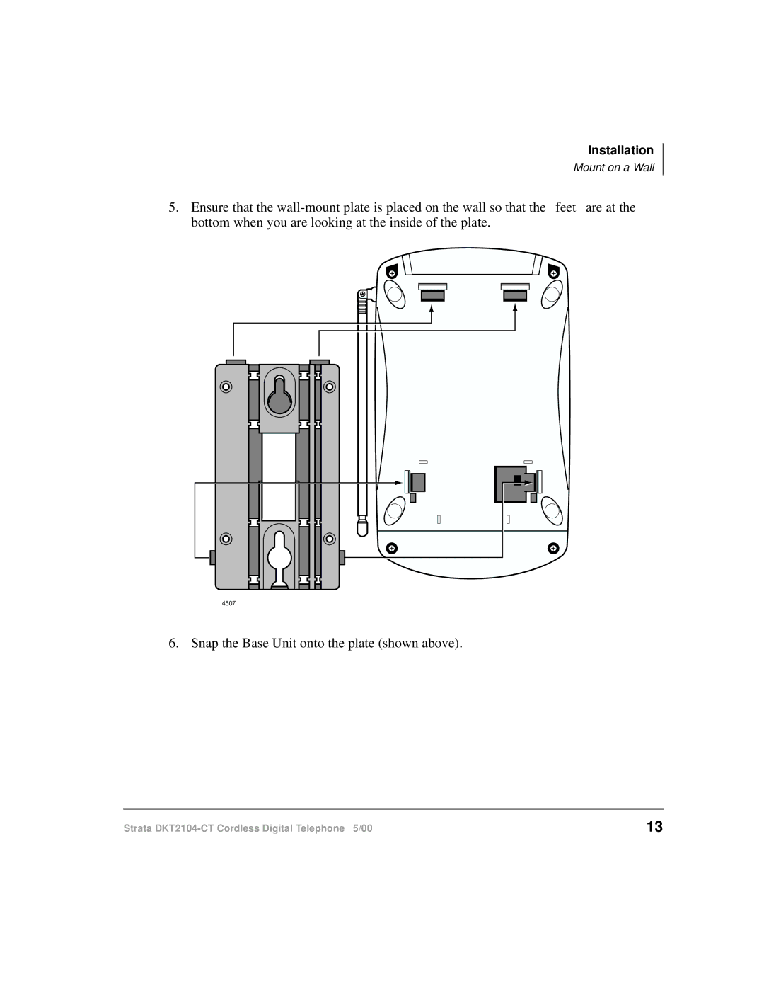 Toshiba DKT2104-CT manual Snap the Base Unit onto the plate shown above 