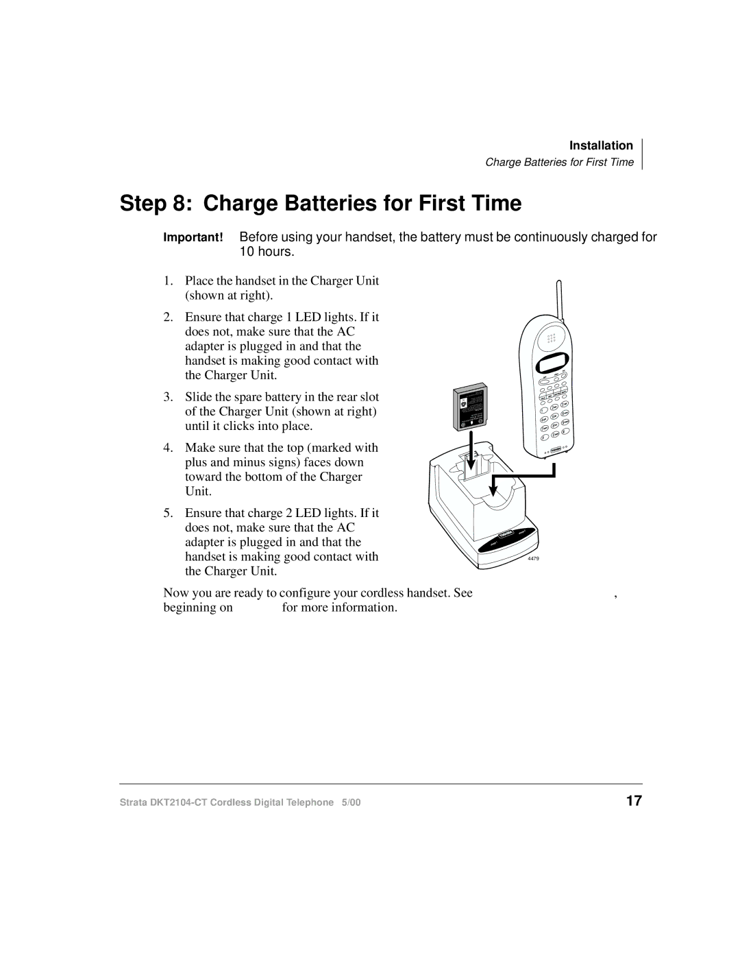 Toshiba DKT2104-CT manual Charge Batteries for First Time 