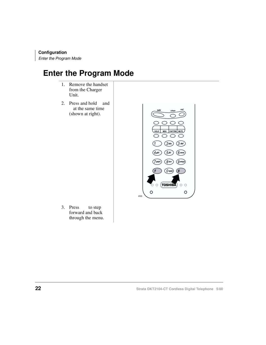 Toshiba DKT2104-CT manual Enter the Program Mode 