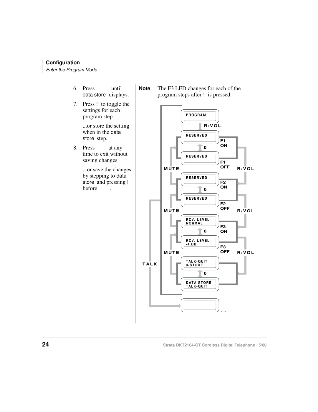 Toshiba DKT2104-CT manual Press to toggle the settings for each program step 