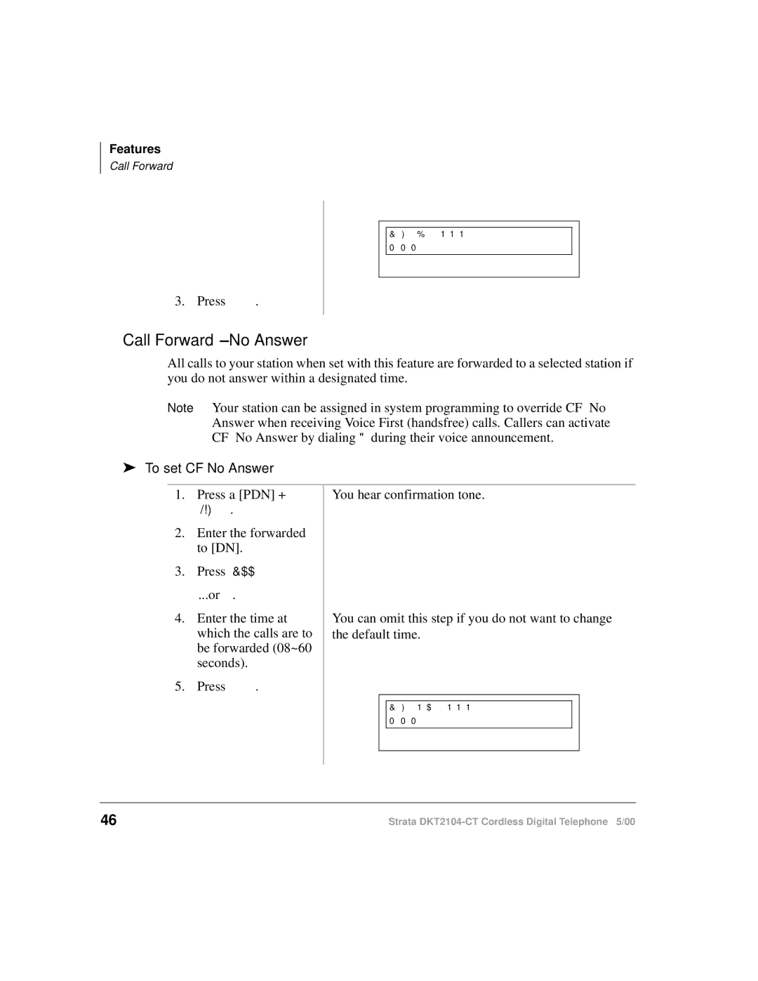 Toshiba DKT2104-CT manual Call Forward-No Answer, To set CF-No Answer 