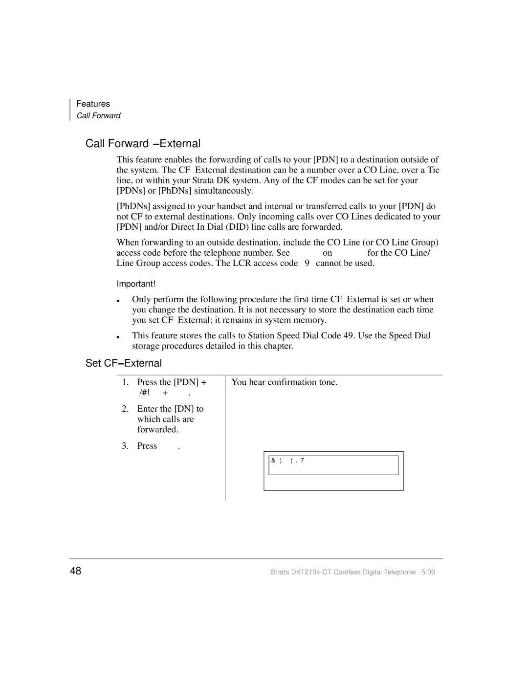 Toshiba DKT2104-CT manual Call Forward-External, Set CF-External 