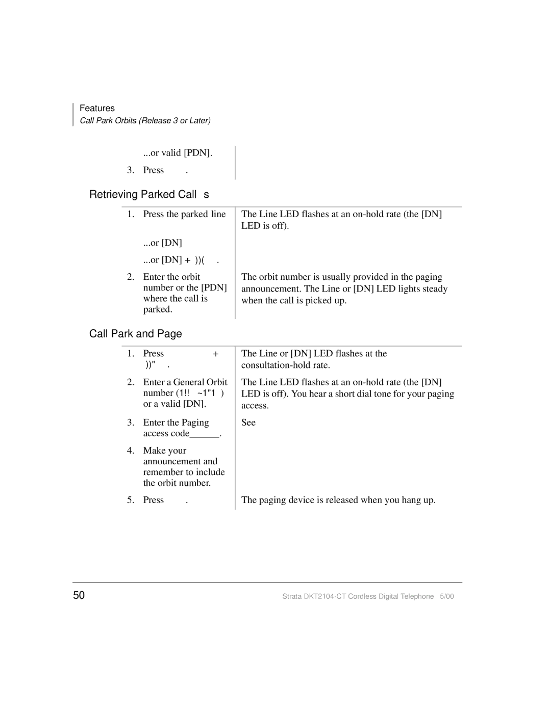 Toshiba DKT2104-CT manual Retrieving Parked Calls, Call Park 