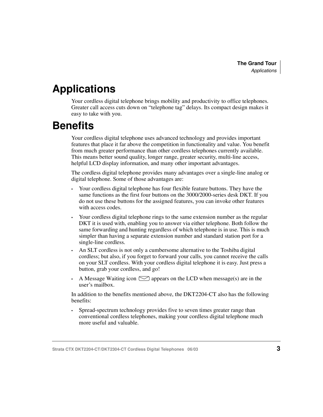 Toshiba DKT2204-CT manual Applications, Benefits 