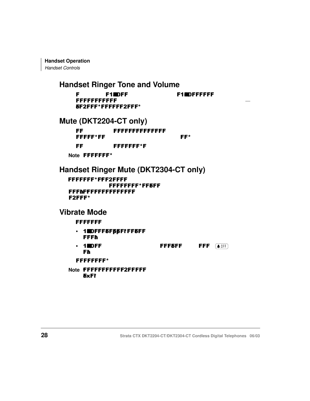 Toshiba manual Handset Ringer Tone and Volume, Mute DKT2204-CT only, Handset Ringer Mute DKT2304-CT only, Vibrate Mode 