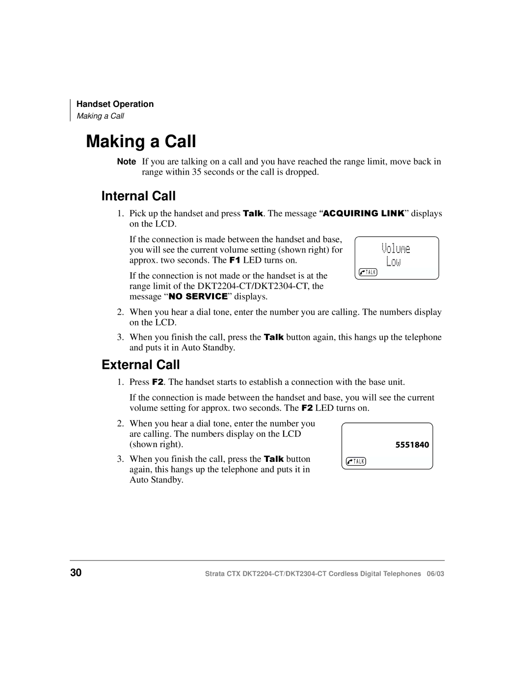 Toshiba DKT2204-CT manual Making a Call, Internal Call, External Call 