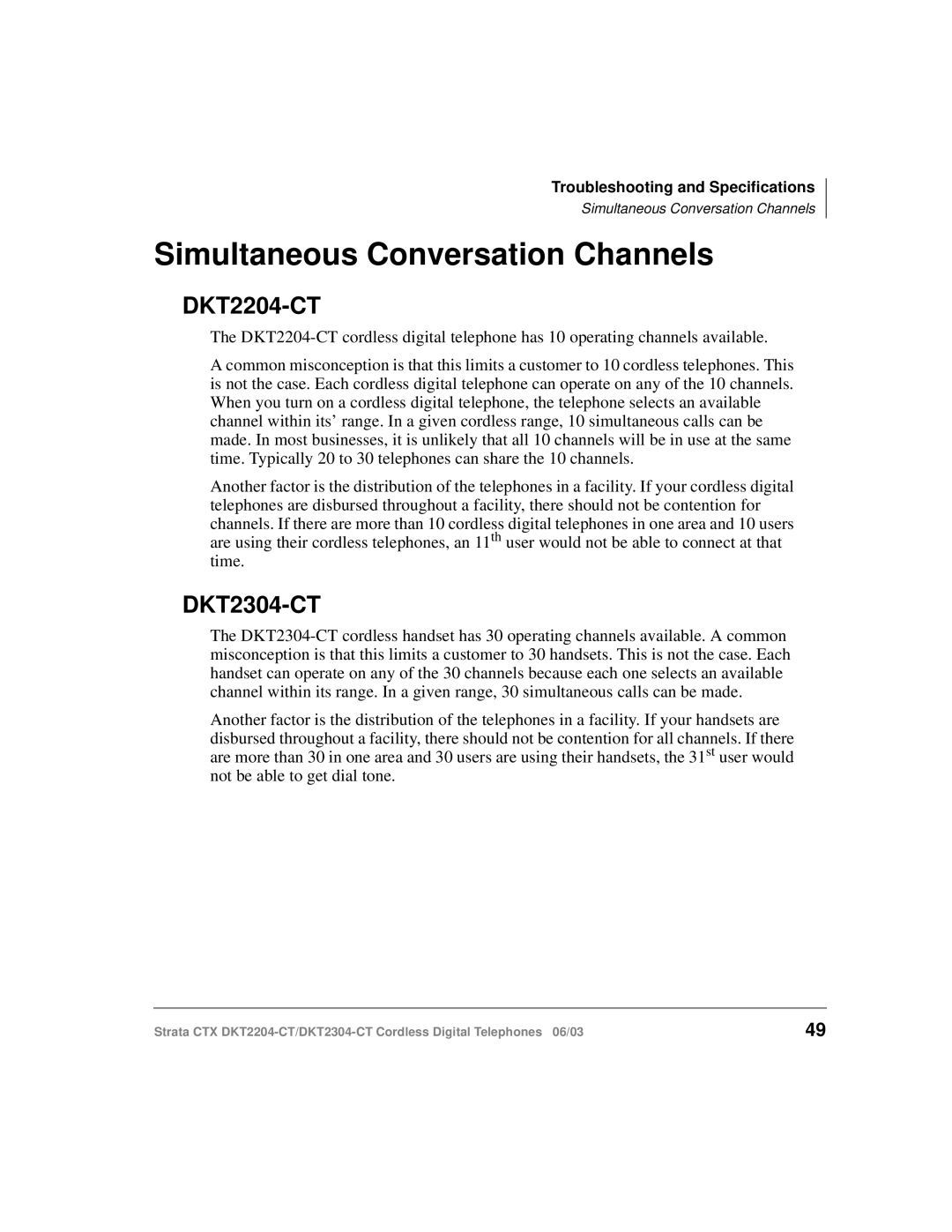 Toshiba DKT2204-CT manual Simultaneous Conversation Channels 