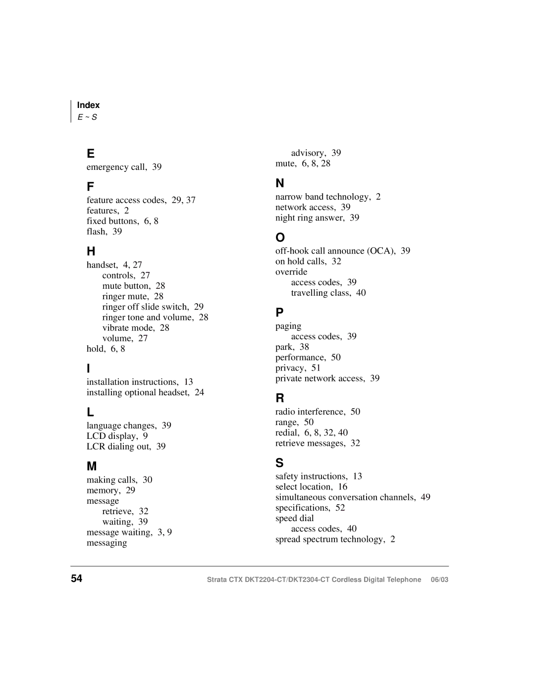 Toshiba DKT2204-CT manual Index 