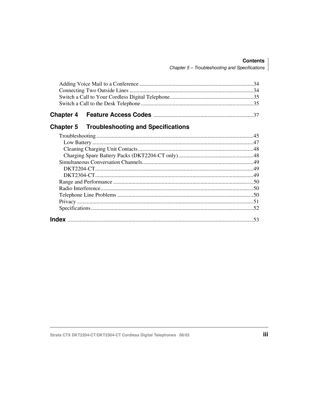 Toshiba DKT2204-CT manual Troubleshooting and Specifications 