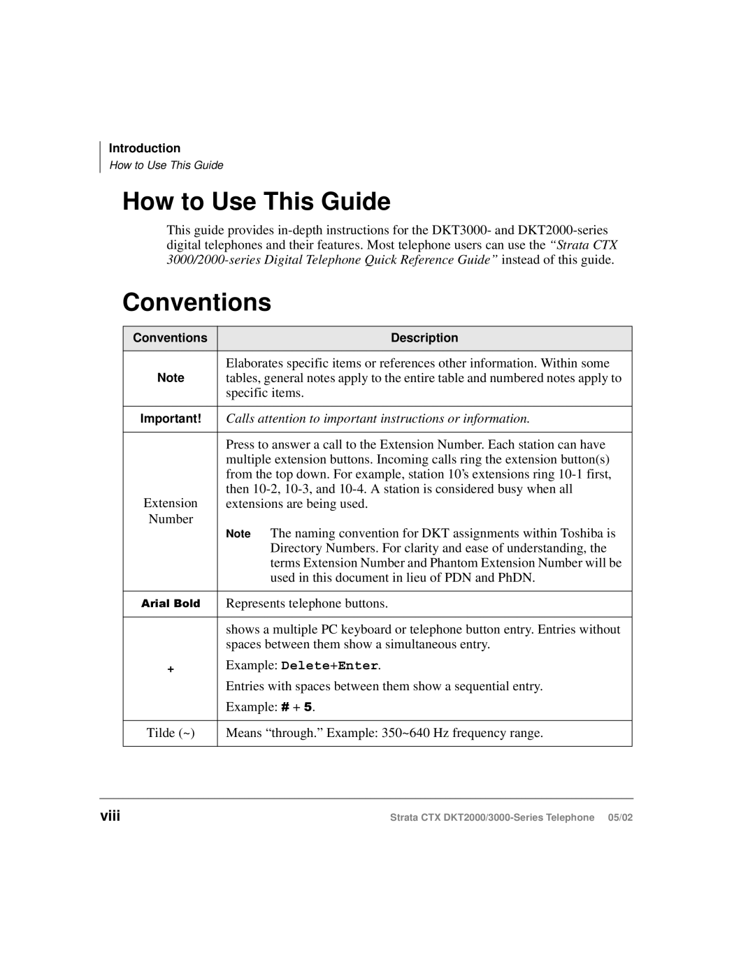 Toshiba DKT3000 manual How to Use This Guide, Conventions 