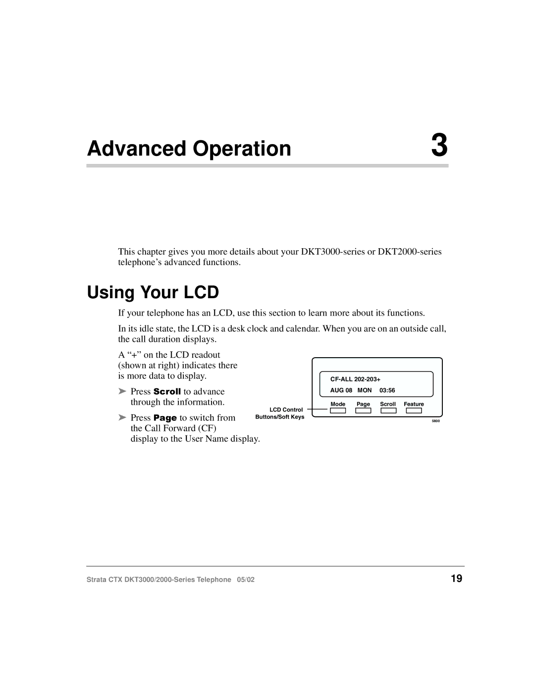 Toshiba DKT3000 manual Advanced Operation, Using Your LCD 