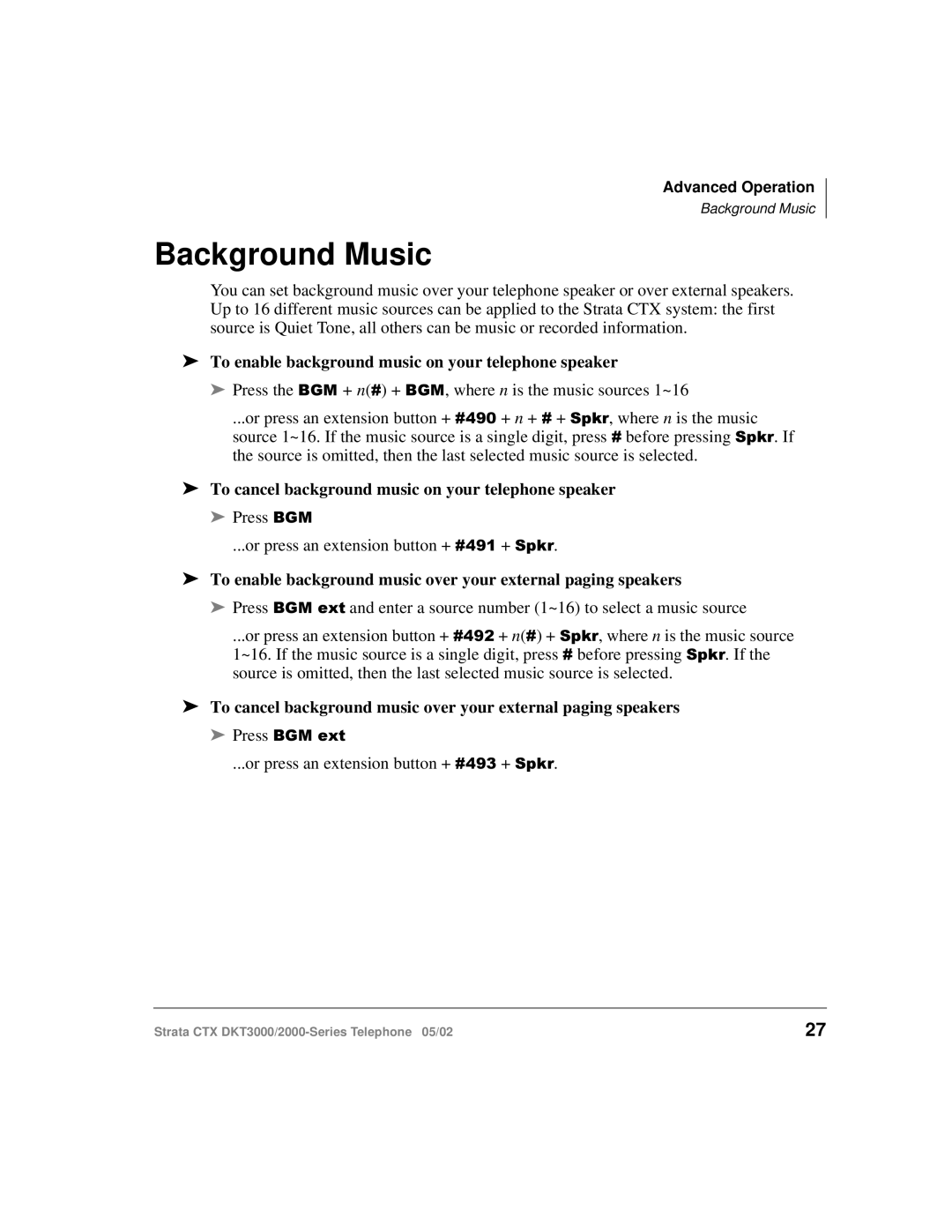 Toshiba DKT3000 manual Background Music, To enable background music on your telephone speaker 