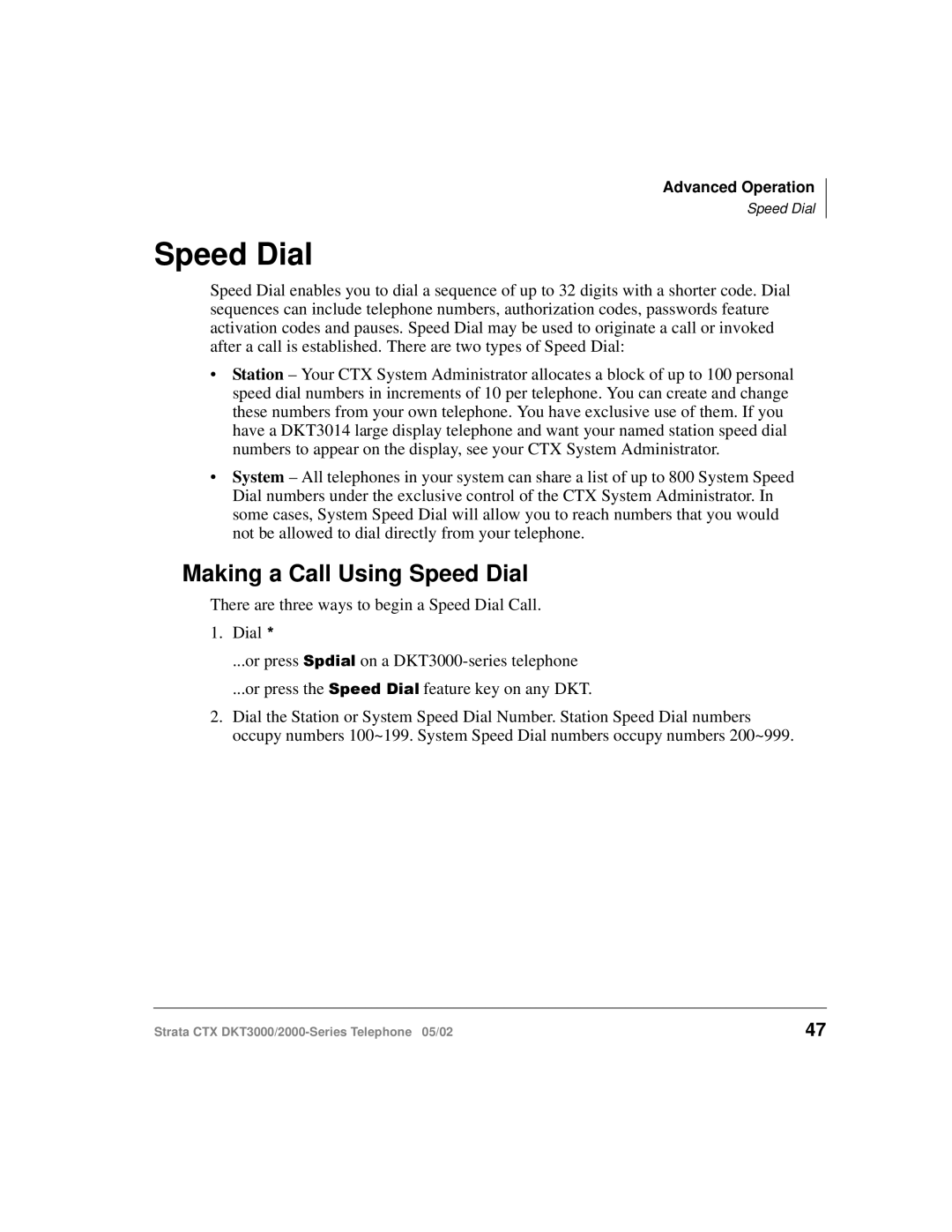 Toshiba DKT3000 manual Making a Call Using Speed Dial 