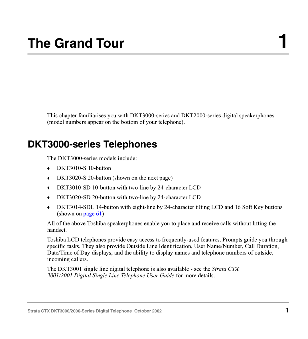 Toshiba manual Grand Tour, DKT3000-series Telephones 