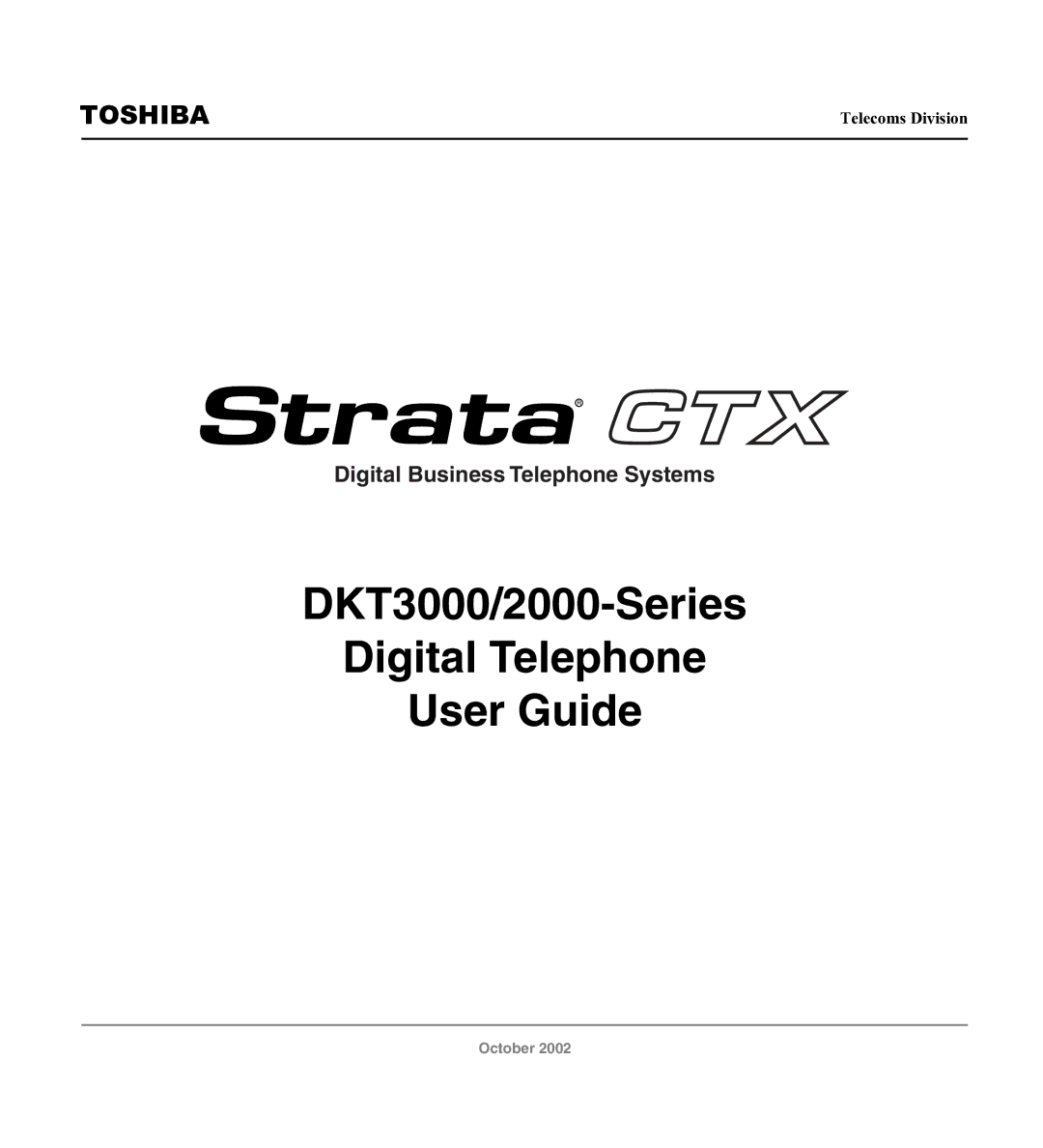 Toshiba manual DKT3000/2000-Series Digital Telephone User Guide 